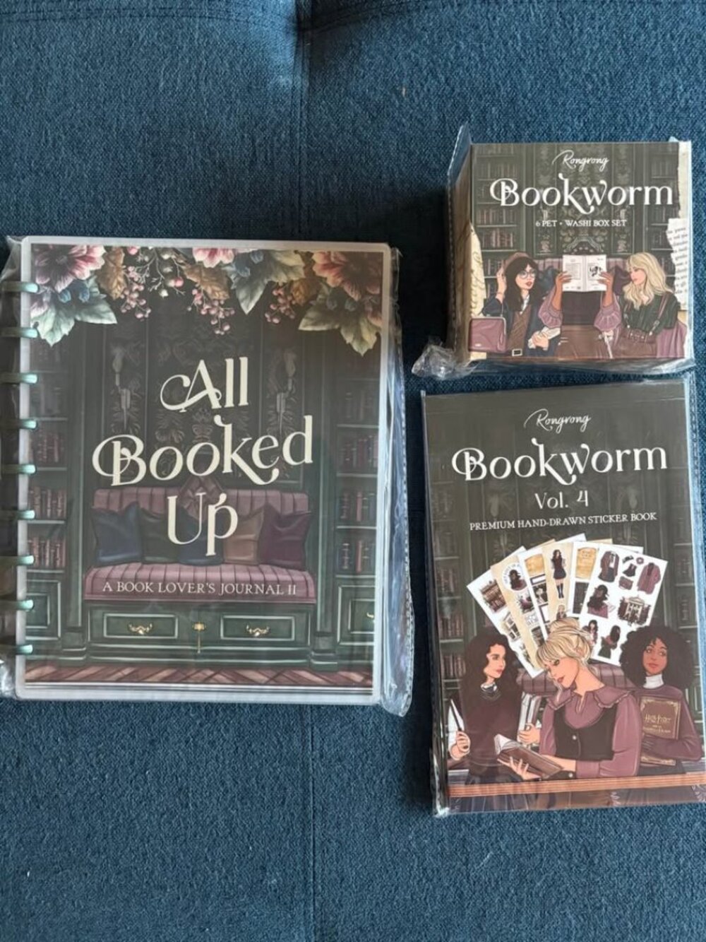 Rongrong Dark Academia Bookworm Bundle – Journal, Sticker Book & Washi/PET Tape